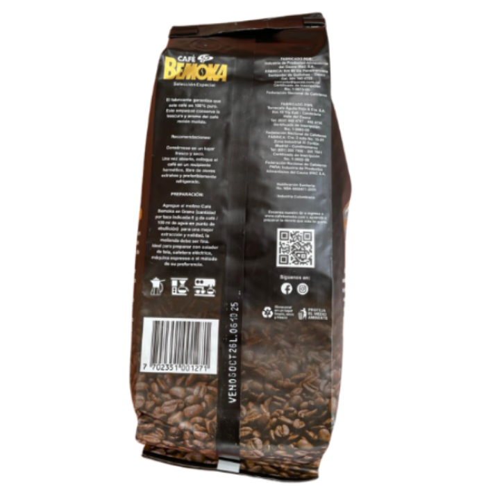 Bemoka Whole Bean Colombian Coffee – 17.63 oz (500 g)