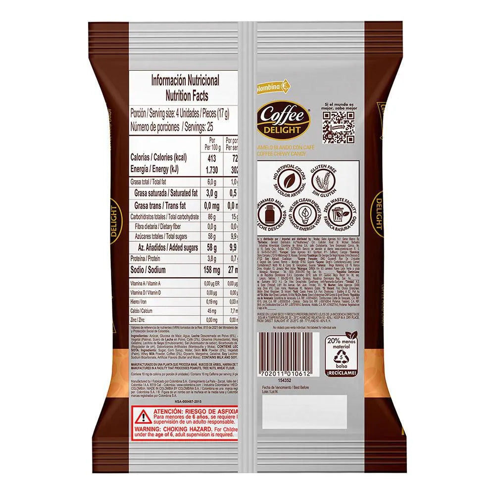 Coffee Delight 100% Colombian Coffee Soft Candy, 100 Units
